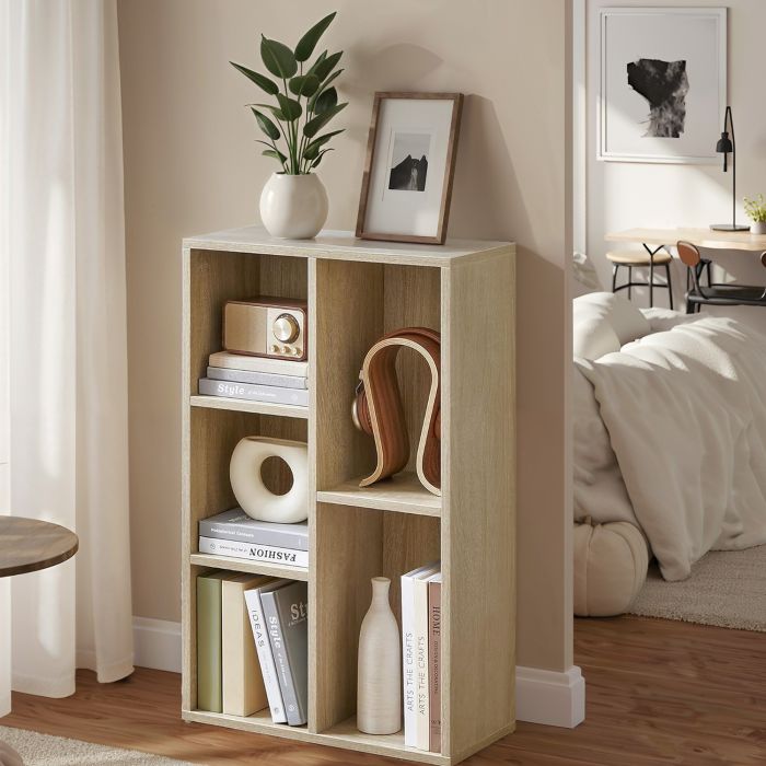 Kids Bookcase - VERRA 5 Compartment Storage Shelf Natural