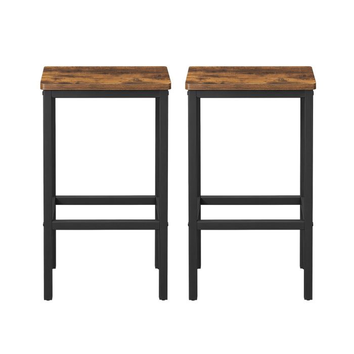 CLXADA Set of 2 Industrial Bar Stools - Rustic Brown and Black