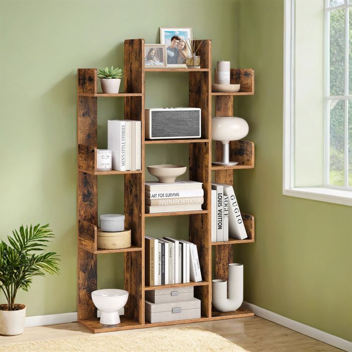 Bookshelf - VERRA 13 Storage Shelves Bookshelf - Brown