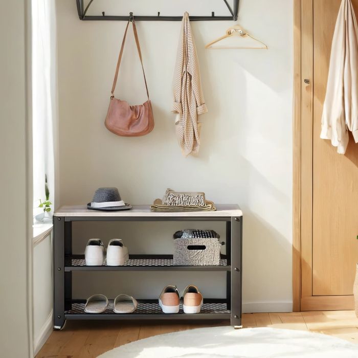 VERRA Shoe Bench - 2 Tier Medium Sized Bench - Matte Black