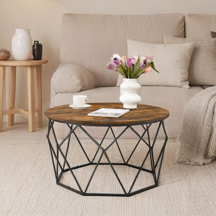 Coffee Table - VERRA Round Rustic Table - Black
