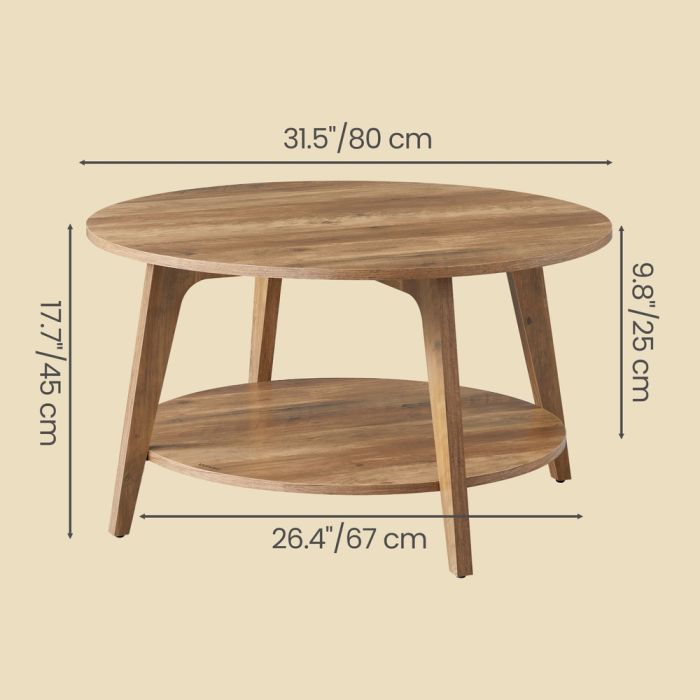 DAVITI 2 Tier Coffee Table with Sliding Drawers - Brown