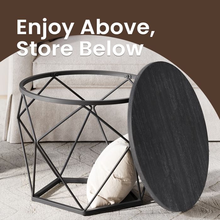 Coffee Tables - VERRA Round Set of 2 Side Tables Modern Style - Black