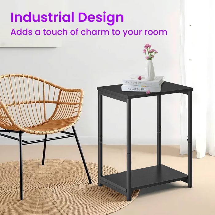 Side Tables - VERRA Set of 2 Sofa Side Tables with Storage - Black