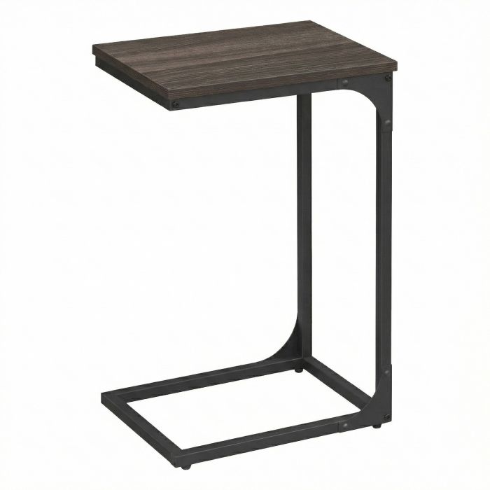 DESORO C-Shaped Sofa Side Table - Chestnut Brown