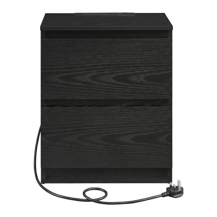 DOCIVI Bedside Table with Charging Station - Black