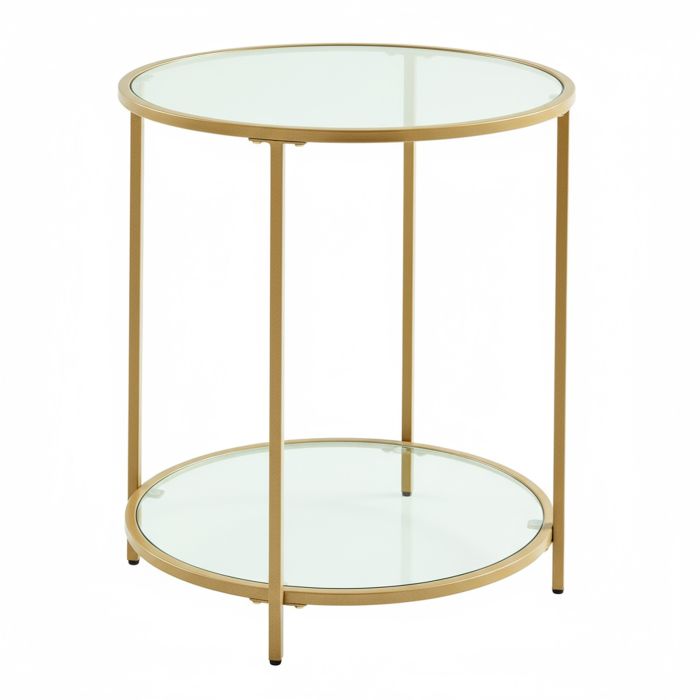 EATACI Round Glass End Table - Gold