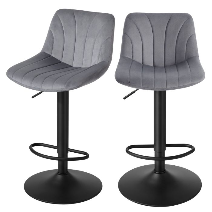 FADEGI Set of 2 Adjustable Bar Stools - Grey