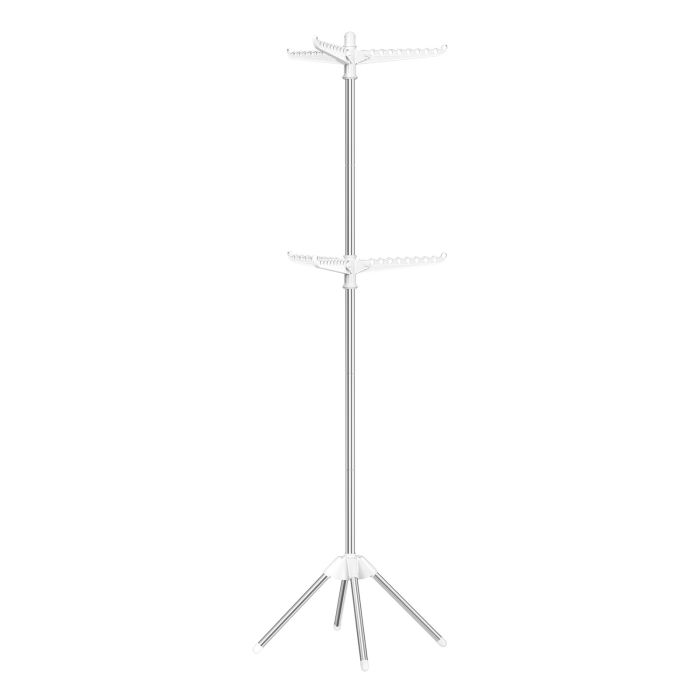 FARINO Folding Clothes Drying Rack - White and Silver