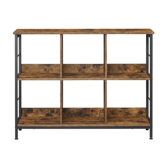 FECUPY 2 Tier Ladder Bookcase - Rustic Brown and Ink Black