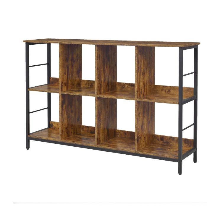 FEVIKI 8 Cube Bookcase - Brown and Black