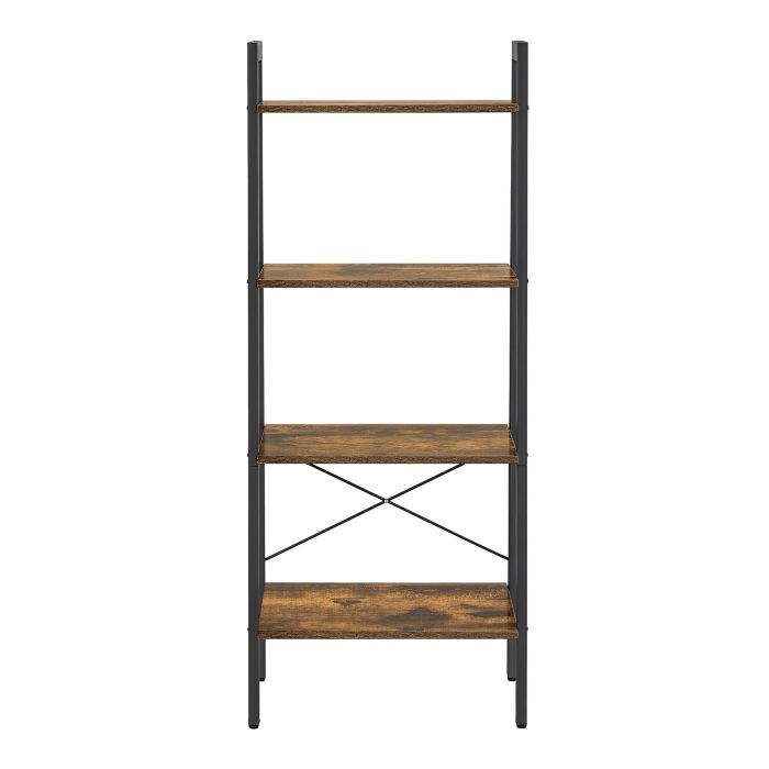 GLFAGI 4 Tier Industrial Bookcase - Brown and Black