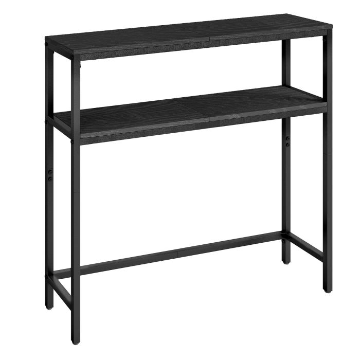 GLSYFE 2 Tier Slim Console Table for Hallway - Charcoal Grey and Ink Black