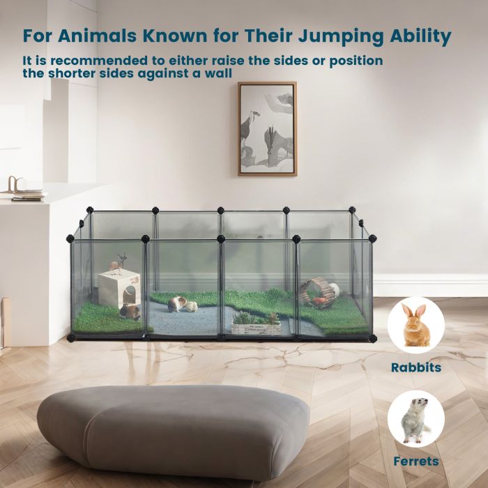 Pet Playpen - VERRA Small Animal Pen with Floor - Grey