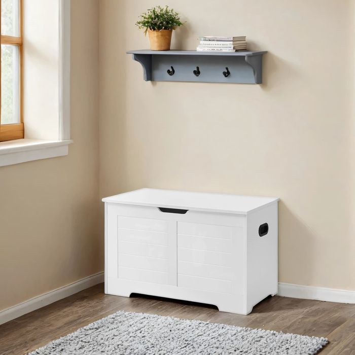 Storage Chest - VERRA Trunk Bench Style with 2 Safety Hinges 80cm - White