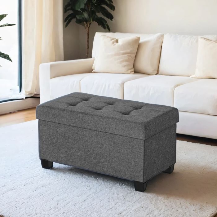 Ottoman Bench - VERRA End of Bed Storage with Plastic Legs - Grey