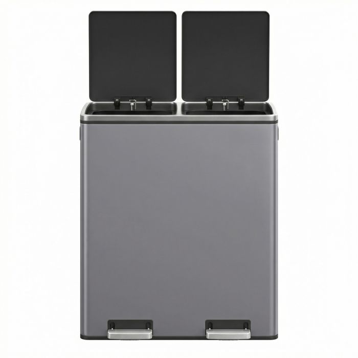 HESUTE Dual Compartment Rubbish Bin 60L - Slate Grey
