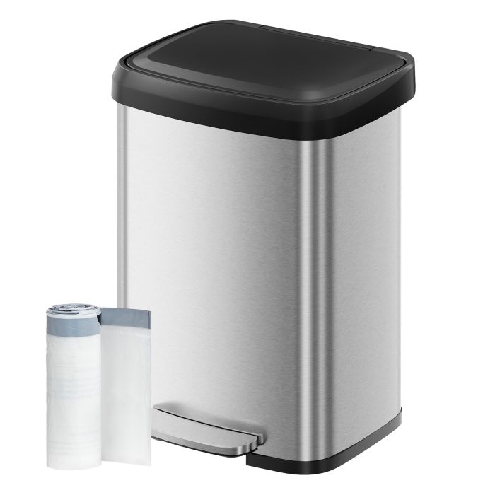 HIFIVY Stainless Steel Pedal Bin 50L - Silver and Black