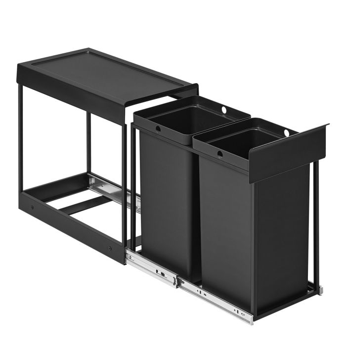 HITONE Pull-Out Double Recycling Bin - Black