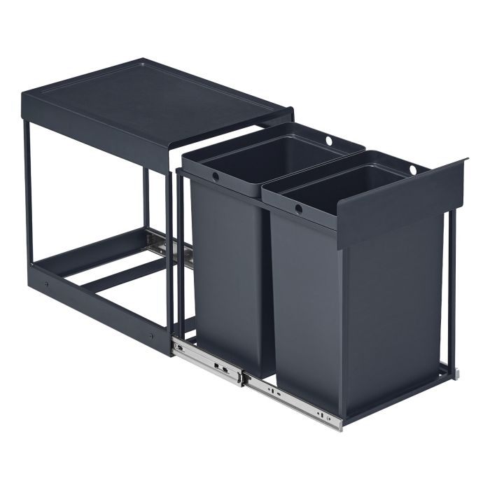 HITONE Dual Compartment Kitchen Recycling Bin 40L - Grey