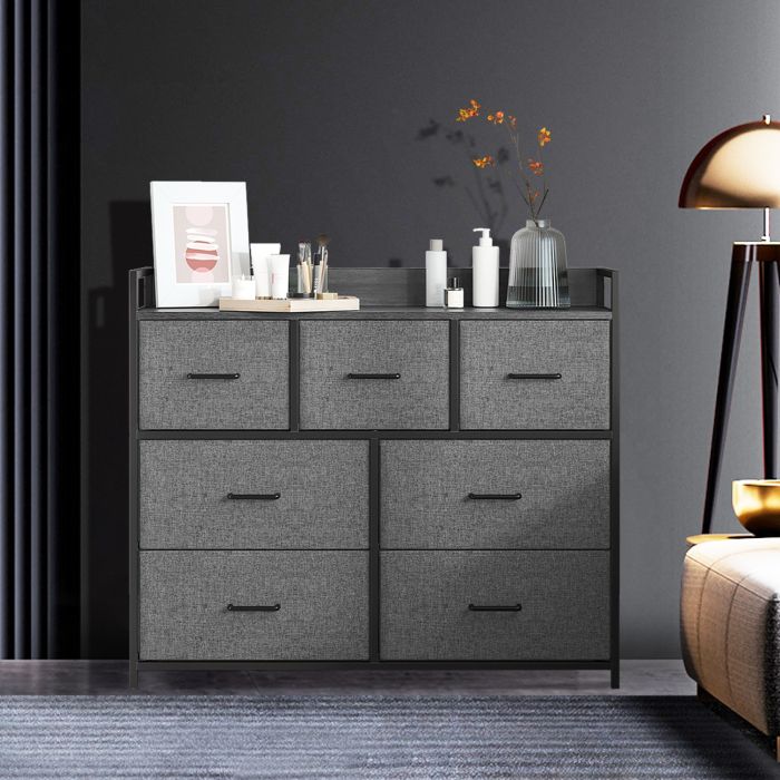 VERRA Dark Grey Chest of Drawer - Medium-sized, 7 Drawers