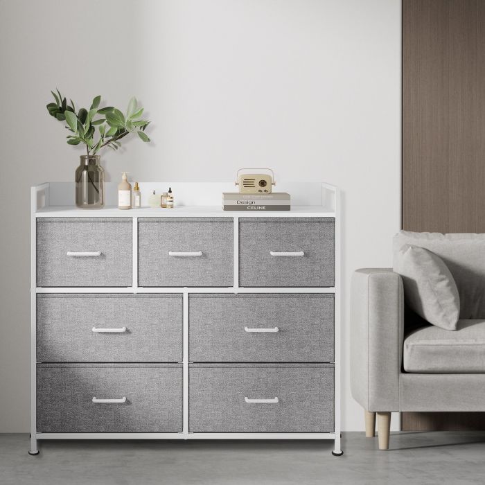 VERRA Grey Chest of Drawer - Medium-sized, 7 Drawers