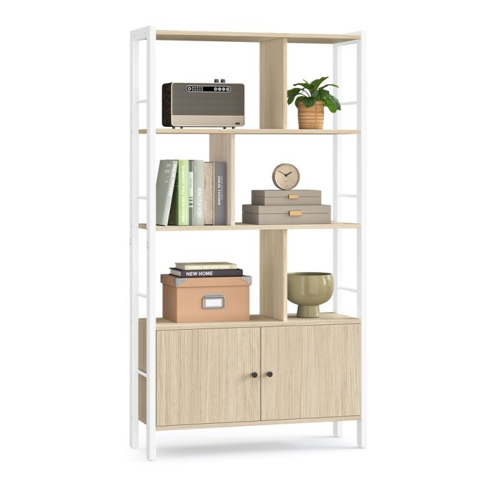 CERUNU 4 Shelf Bookcase - Natural Beige and Cloud White