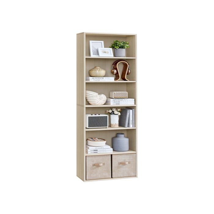 Bookcase - MONNOS 6 Tier Open Storage 24 x 60 x 178.5 cm - Beige