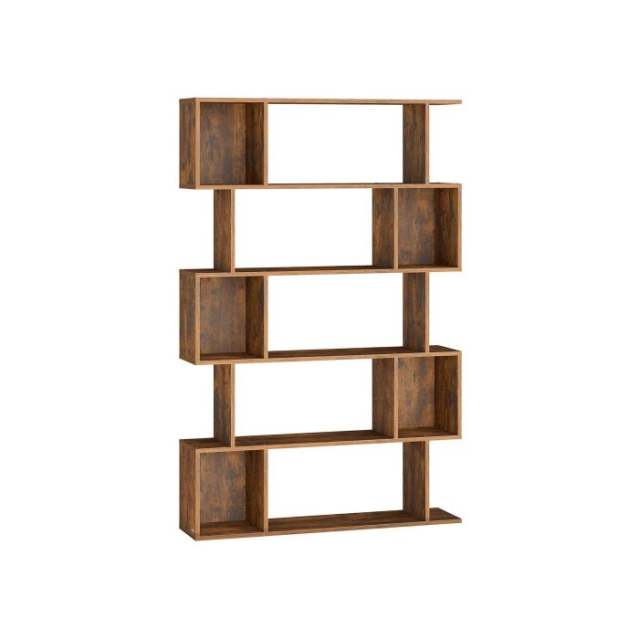 Bookshelf - MONNIA 5 Tier Wooden Shelf with Open Compartment Rustic Brown - Rustic Brown