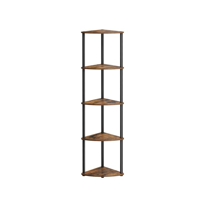 Corner Shelf - SERTTO 5 Tier Rustic Brown Toolless Assembly Shelf - Rustic Brown