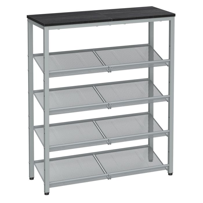 AVOSO Shoe Rack - 5 Tier Storage Medium Sized Rack - Metallic Silver