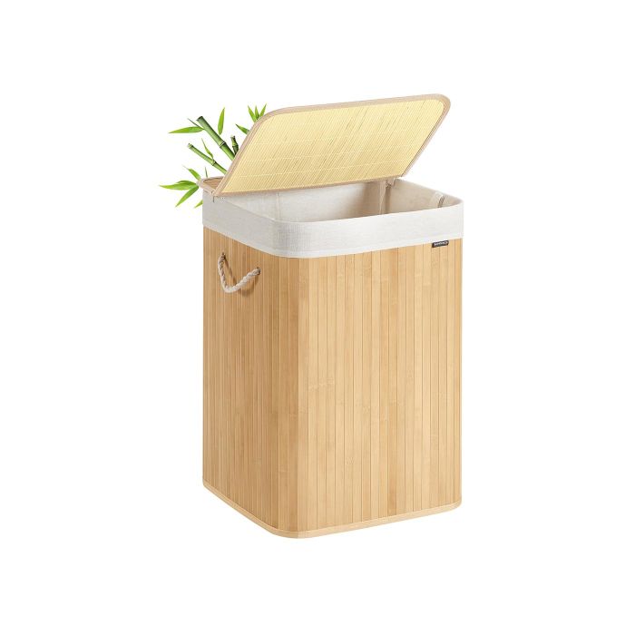 Laundry Basket - LUMNIA 95L Foldable with Washable Liner - Natural