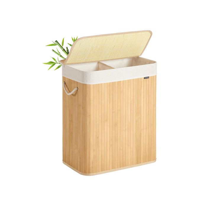 Laundry Basket - LUMNIA Foldable 100L with Washable Liner - Natural