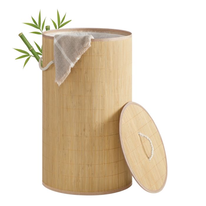 LESYPI Laundry Basket with Lid 90L - Natural
