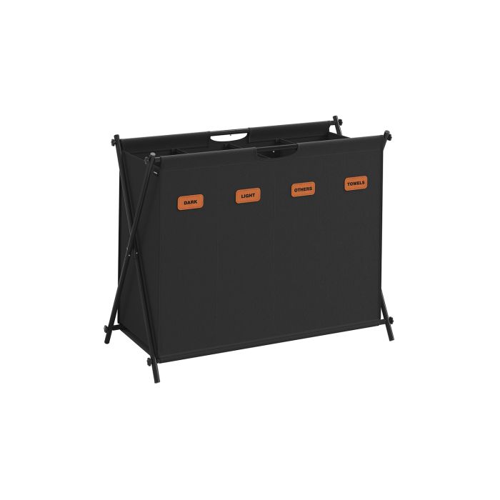 Laundry Hamper - TARRIA 155L X-Frame with 4 Sections - Black