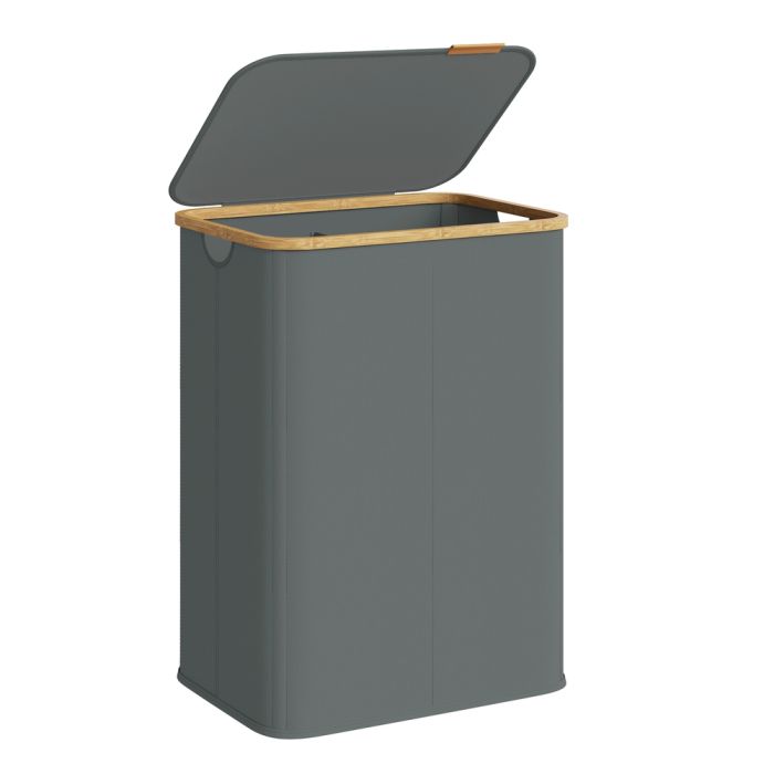 LEXABO 2 Compartment Oxford Laundry Basket 140L - Slate Grey