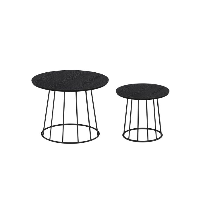 Side Tables - LUMON Set of 2 Round Table Charcoal Grey