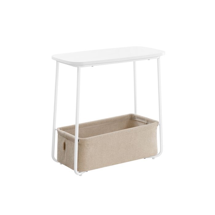 Side Table - SERDA Rectangular Matte White and Camel Brown