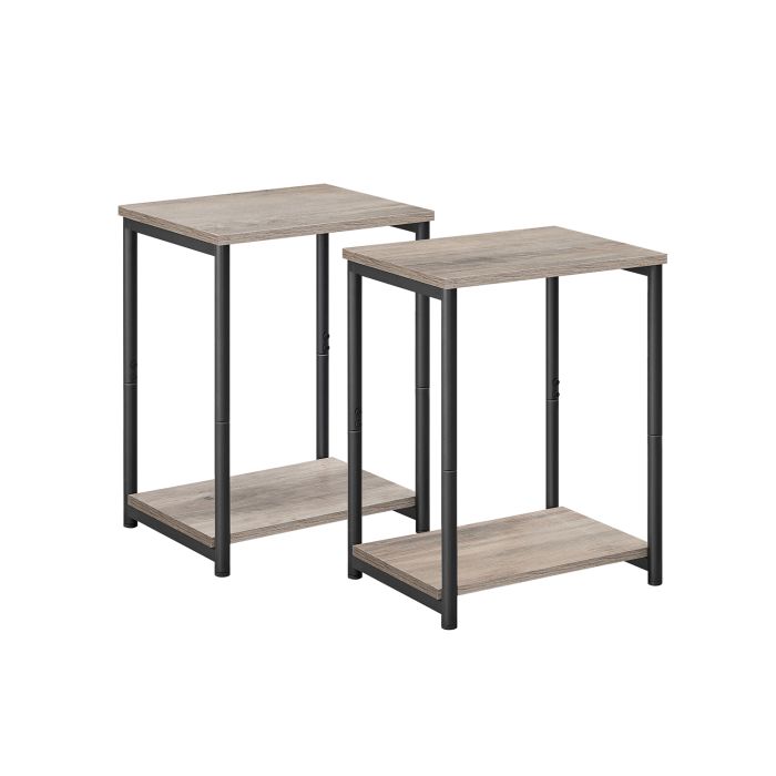 2-Tier End Table with Steel Frame, Set of 2