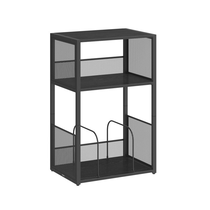 Side Table - SERDA Record Player Stand 3 Tier Ebony Black - Black