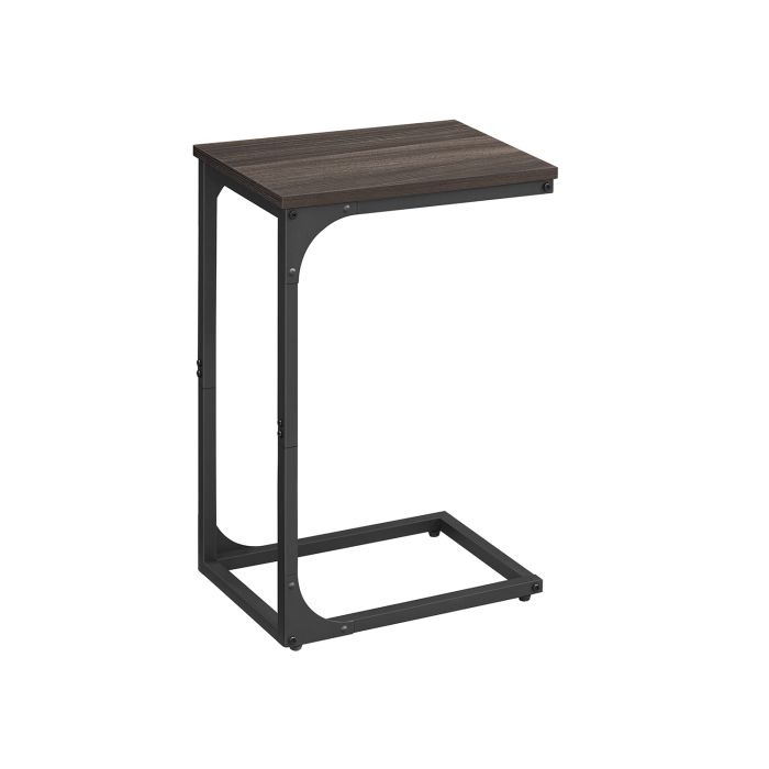 Side Table - VIVNIA C-Shaped End Table Chestnut Brown and Black