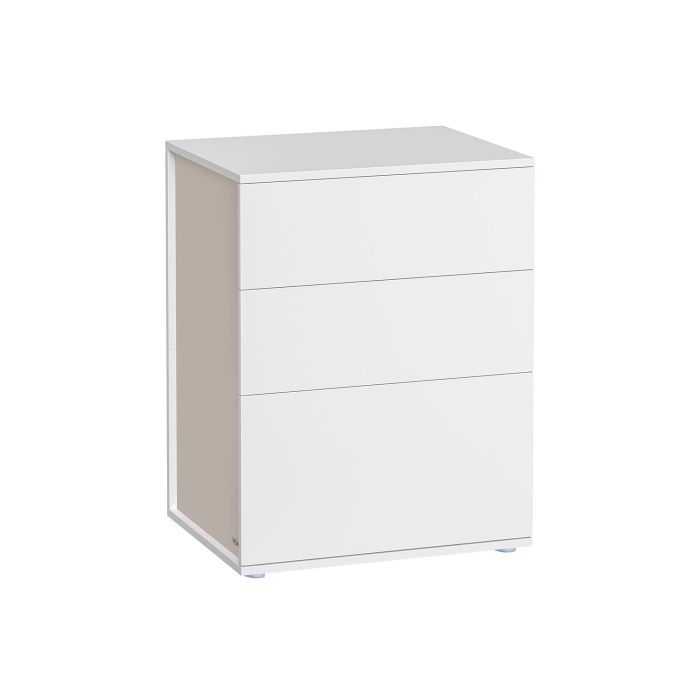 Bedside Table - VERRO Toolless Assembly Matte White and Cappuccino Beige - White
