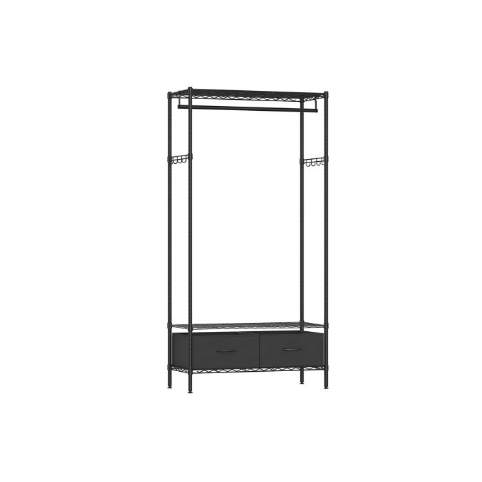 Clothes Rack - FINNIA Mesh Shelf Fabric Drawer - Black