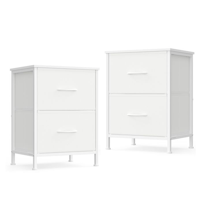 MADAMA Bedside Table with 2 Drawers - Cloud White and Snow White