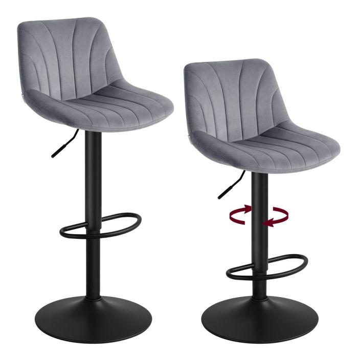 FADEGI Set of 2 Adjustable Bar Stools with Backrests - Slate Grey