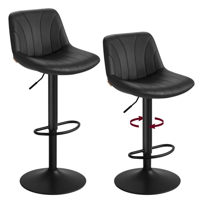 FADIDO Set of 2 Adjustable Bar Stools with Backrests - Ink Black