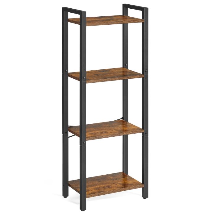 Bookshelf - NOVVAS 4 Tier Rustic Bookshelf - Black