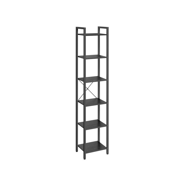 6-Tier Bookshelf Ebony Black and Ink Black