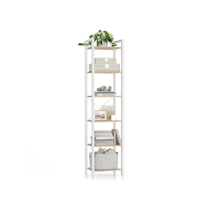 Bookshelf - ASTON 6 Tier Shelf Camel Brown and White - Camel Brown