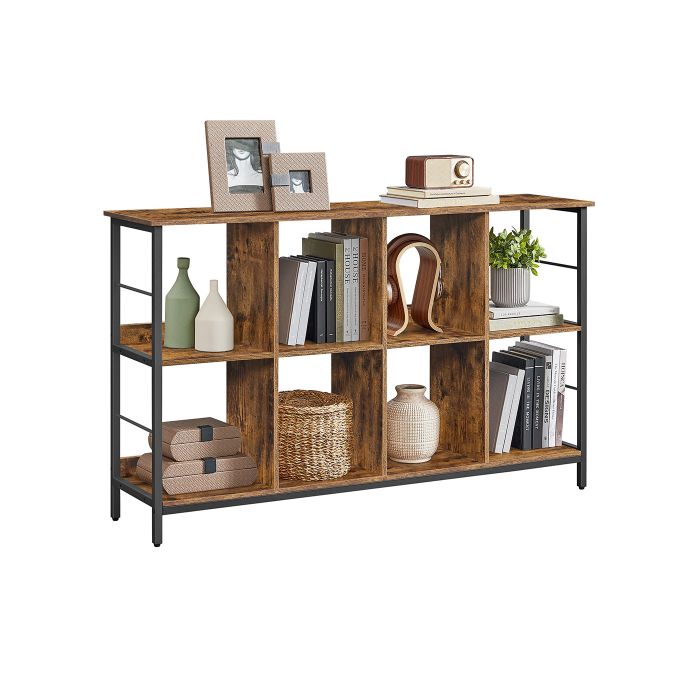 Bookcase - ASTON 2 Tier Rustic Brown Bookshelf 6 x 80 cm - Black